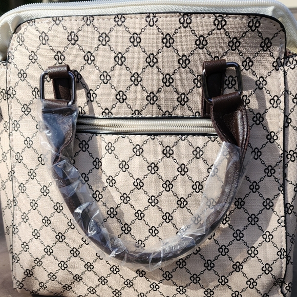 Elegant  Patterned White and Black Women's Bag Set - Picture 8 of 15